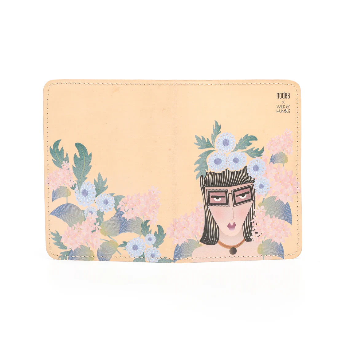 Beige color Passport cover with beautiful painting.