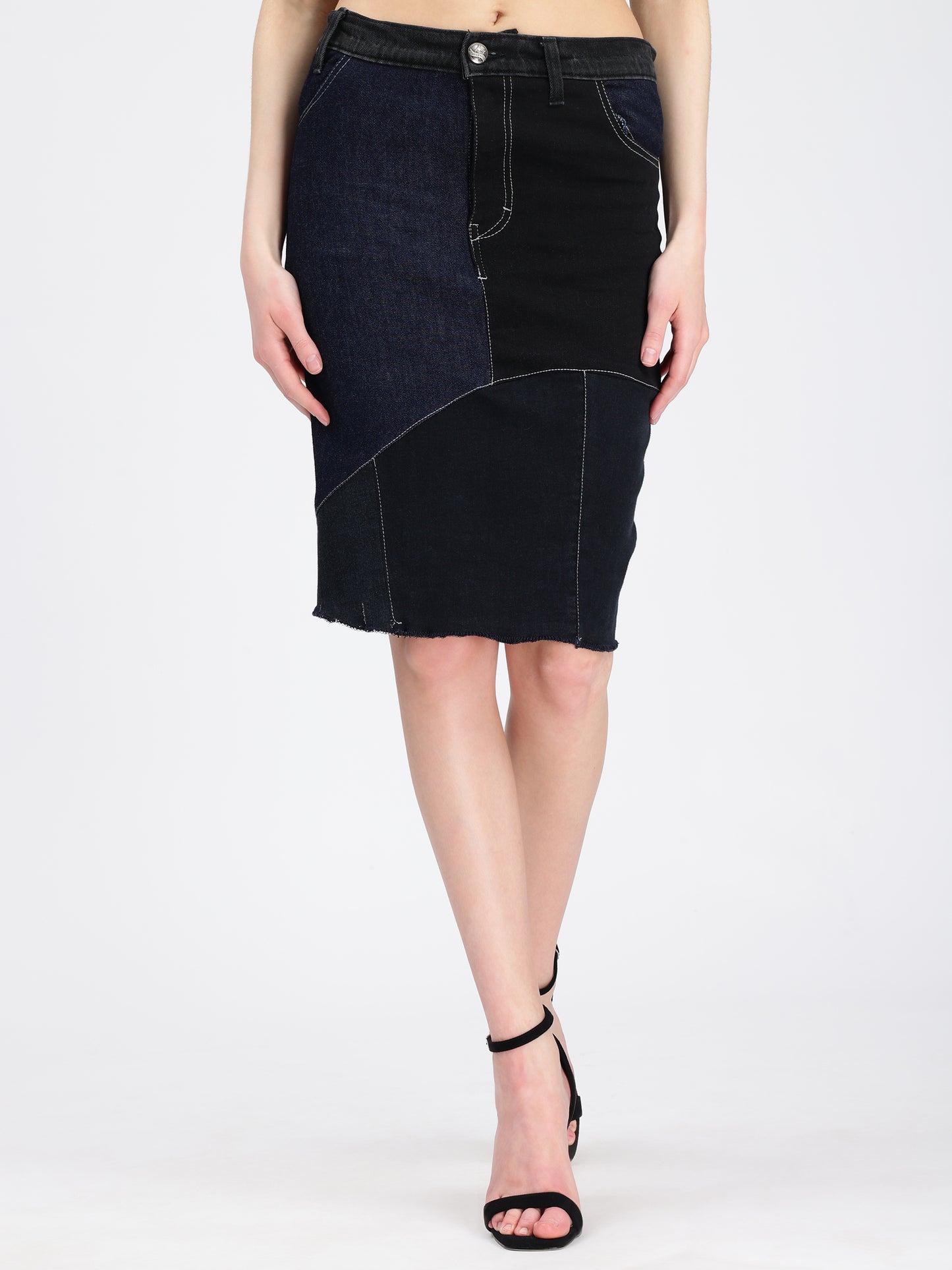 DENIM THREAD DETAIL SKIRT