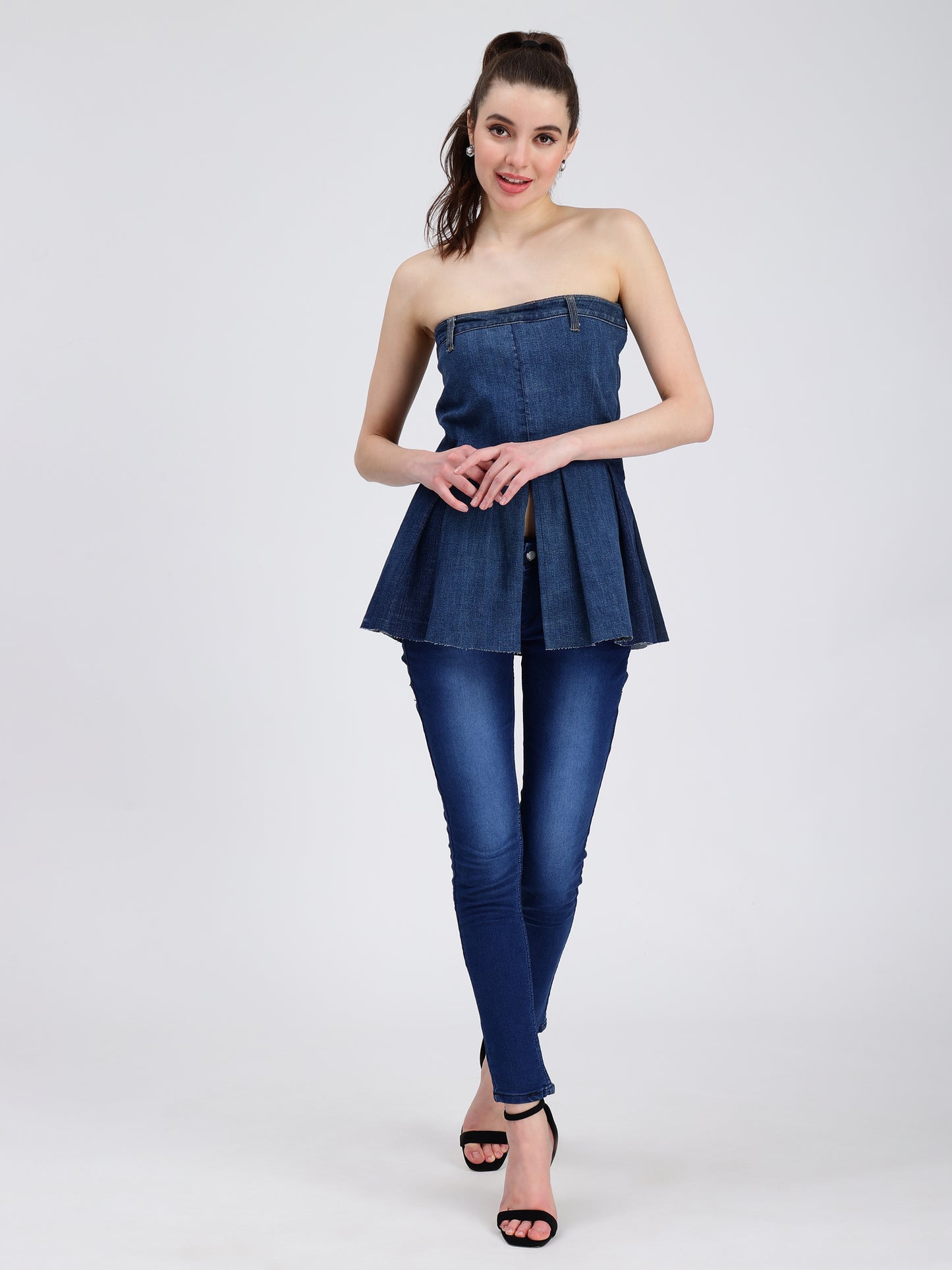 PEPLUM TOP BLUE