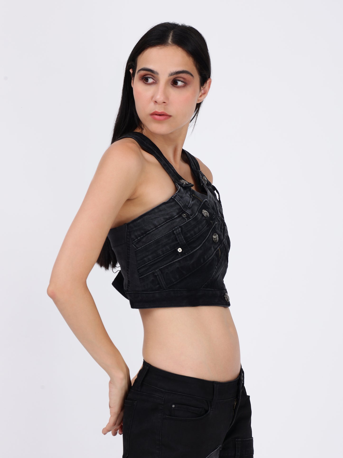 WAIST BELT TOP BLACK