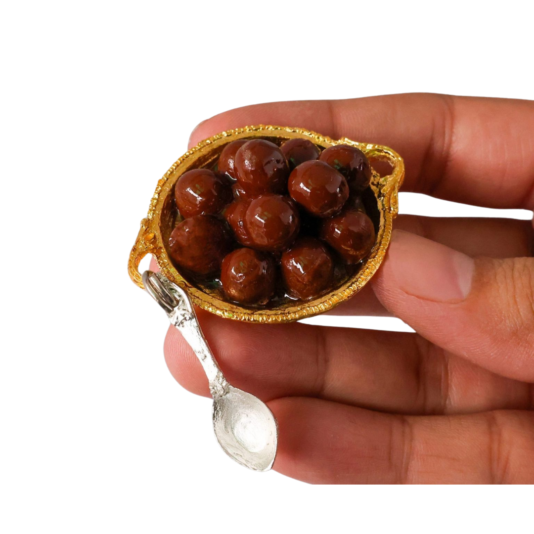 Gulab Jamun on Golden thali miniature Magnet