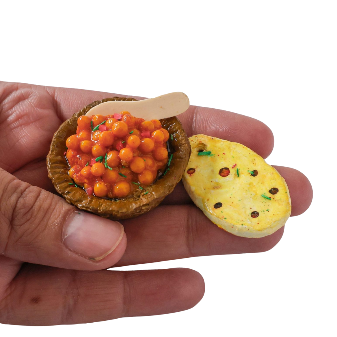 Chole with Kulcha Miniature Fridge Magnet