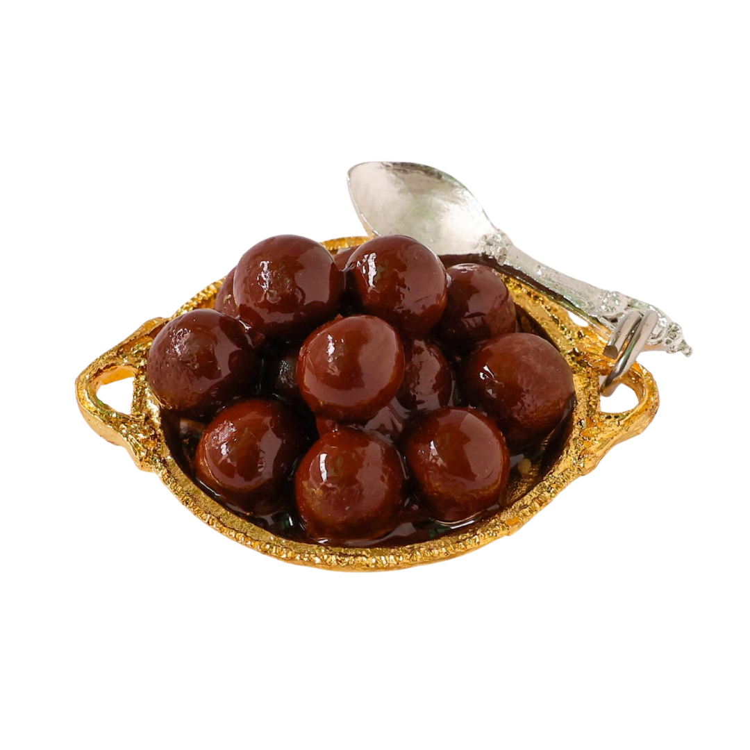 Gulab Jamun on Golden thali miniature Magnet