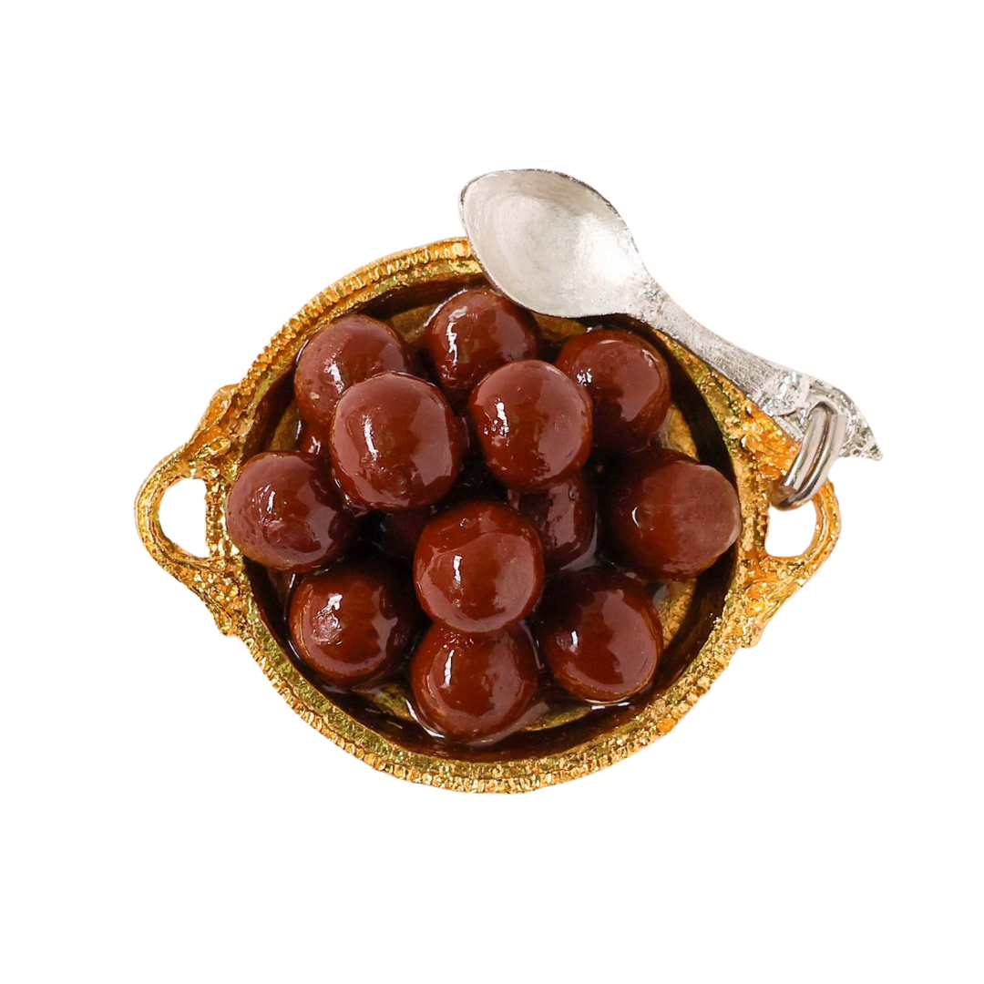 Gulab Jamun on Golden thali miniature Magnet