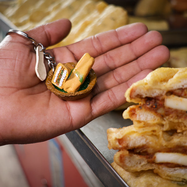 Bread Pakora Miniature Keychain