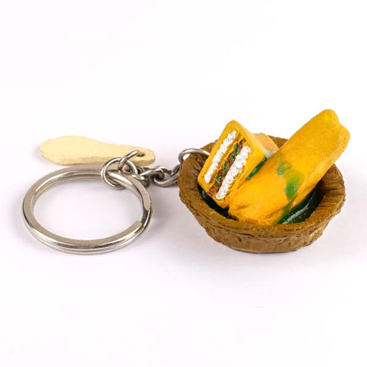 Bread Pakora Miniature Keychain