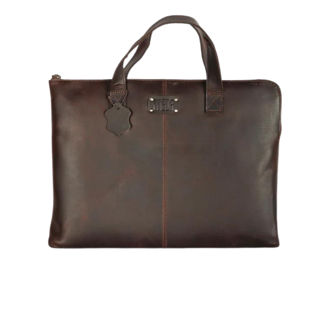 Handy Held Genuine Leather Laptop Bag Brown Tan