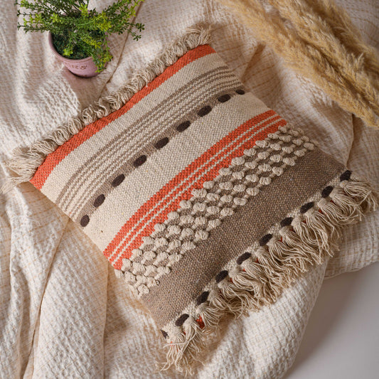 Cotton Indian Handwoven/Handloom Rustic Cushion Cover – Knotty (Set Of Two)