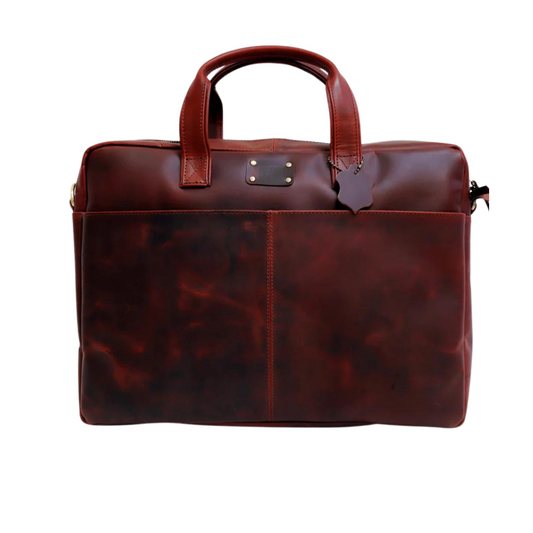 Elite Slimcase Genuine Leather Laptop Brief Case Sepia Wine