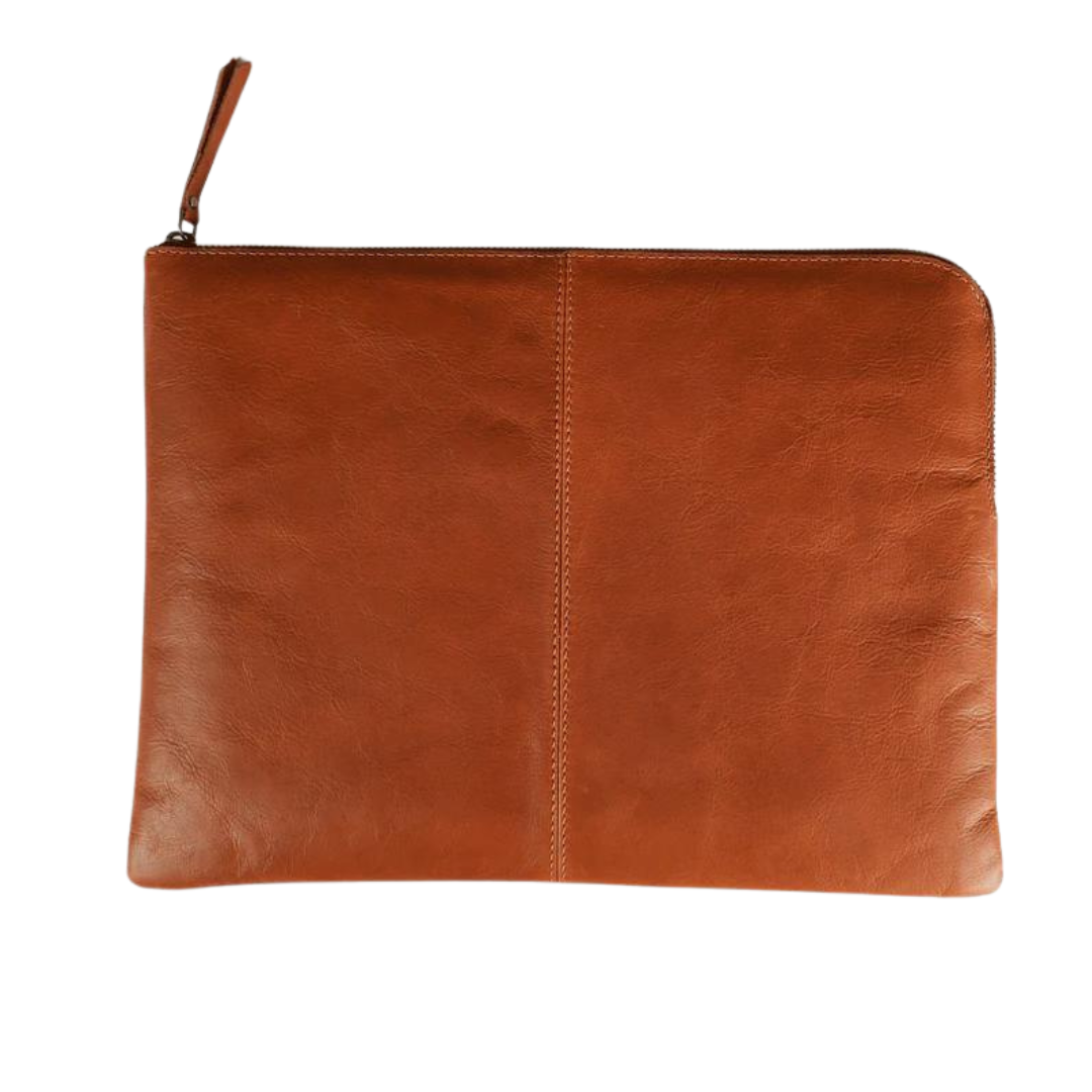 Sleek Macbook Sleeve Genuine Leather Laptop Bag Tan Touch