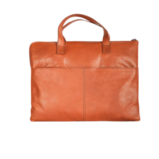 Handy Held Genuine Leather Laptop Bag Tan Touch