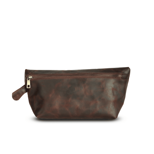 Carry Adventure Genuine Leather Makeup Pouch Muddy Brown