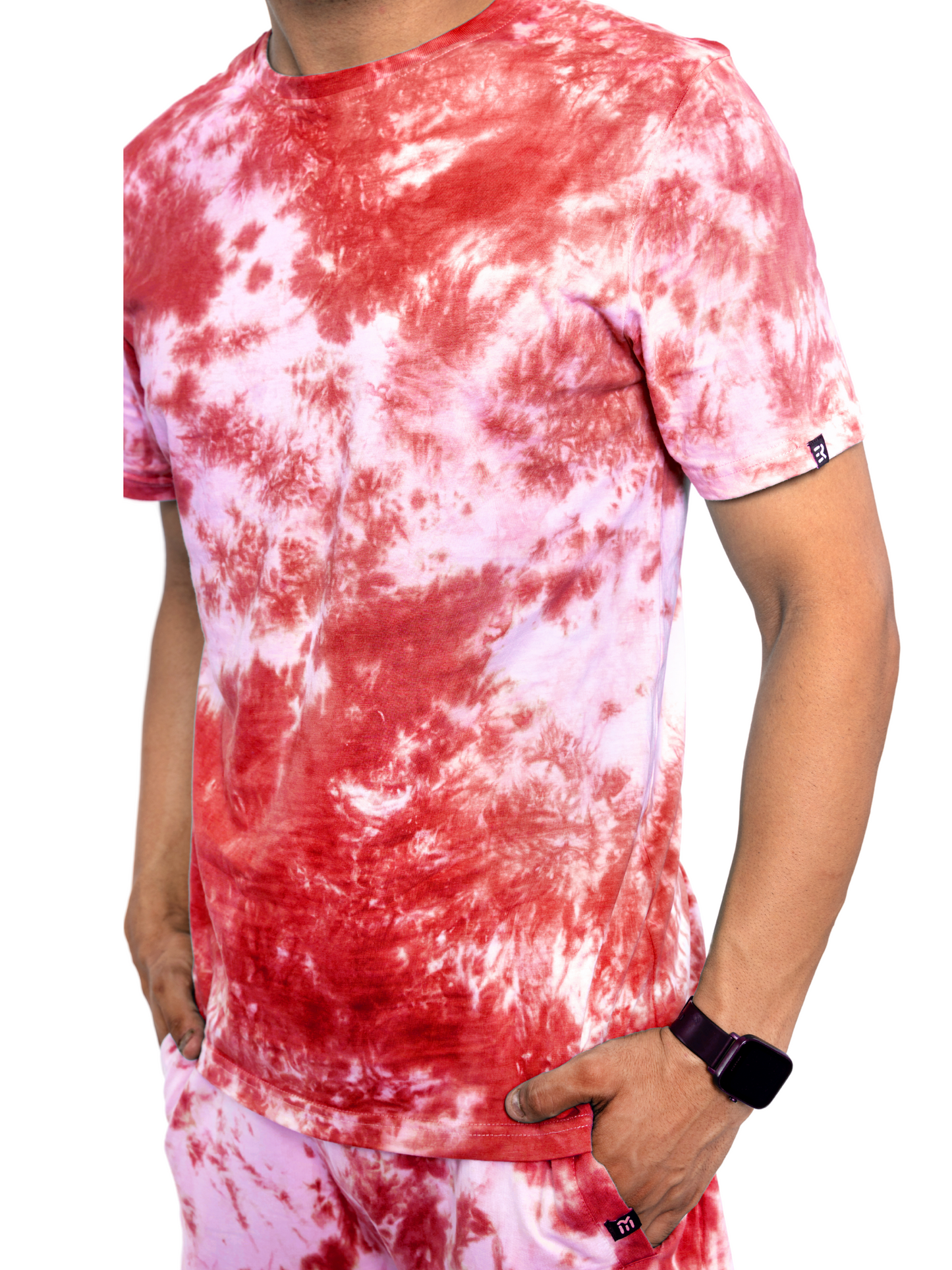 Grey Tie & Dye Round Neck T-Shirts - Men