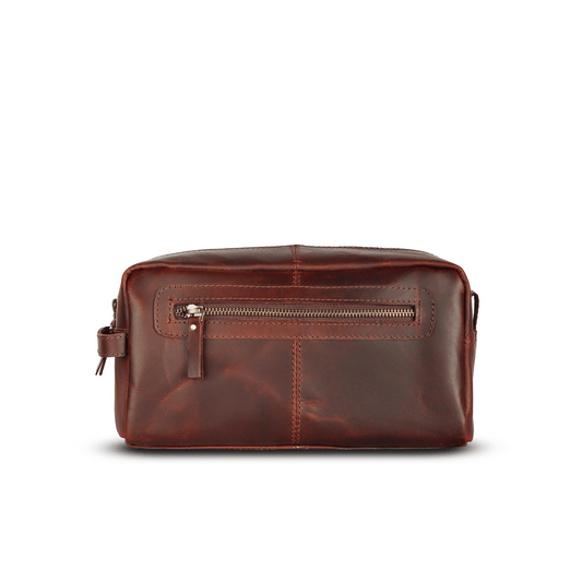 ON the go pouch Genuine Leather Tolietry Bag Sepia Wine