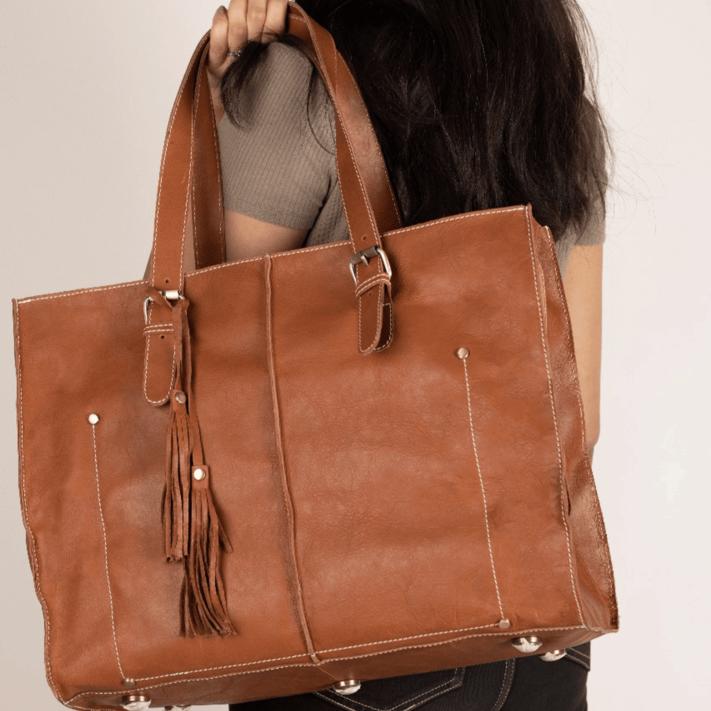 Shopper Tote Bag Big Size Tan Touch