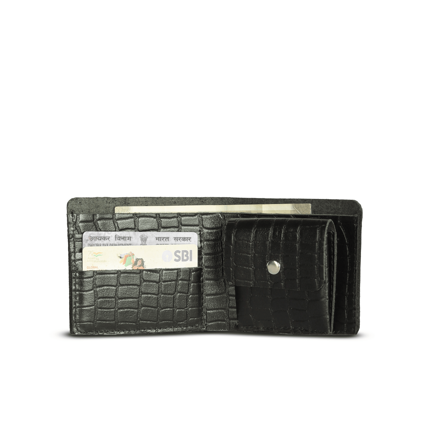 Mini Pocket Glam Leather Wallet Ebony Black
