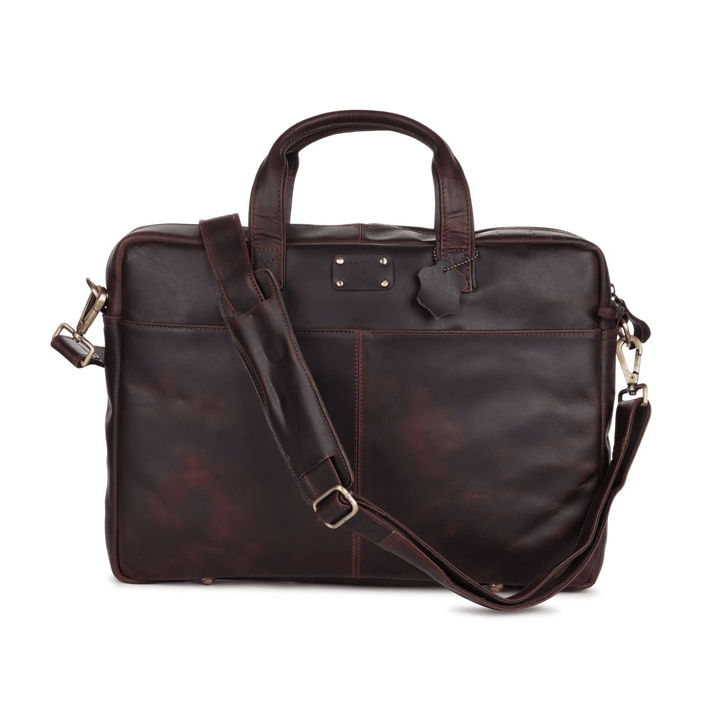 Elite Slimcase Genuine Leather Laptop Brief Case Muddy Brown