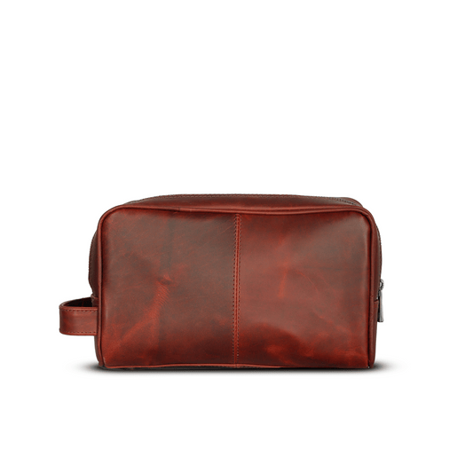 Travel Refresh Genuine Leather Tolietry Bag Sepia Wine