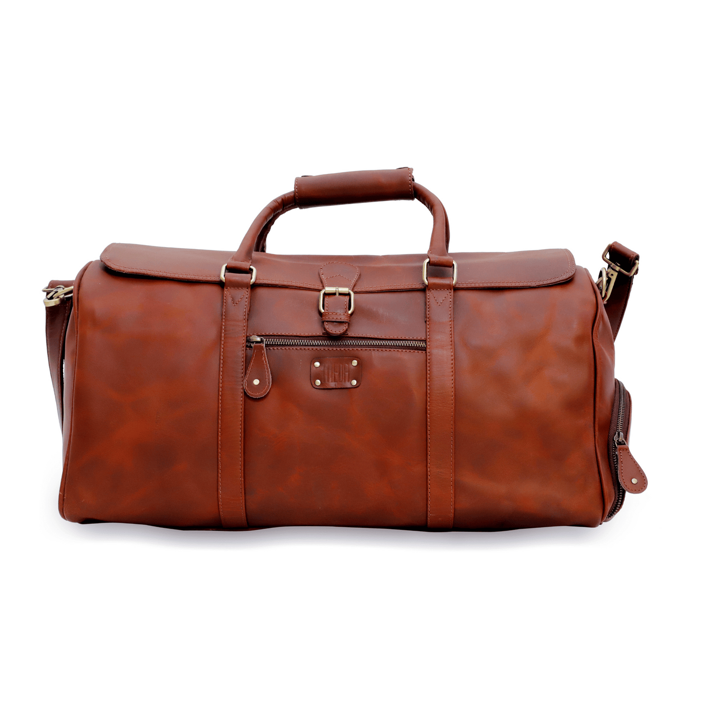 Flaplock Genuine Leather Duffle Bag Tan Touch