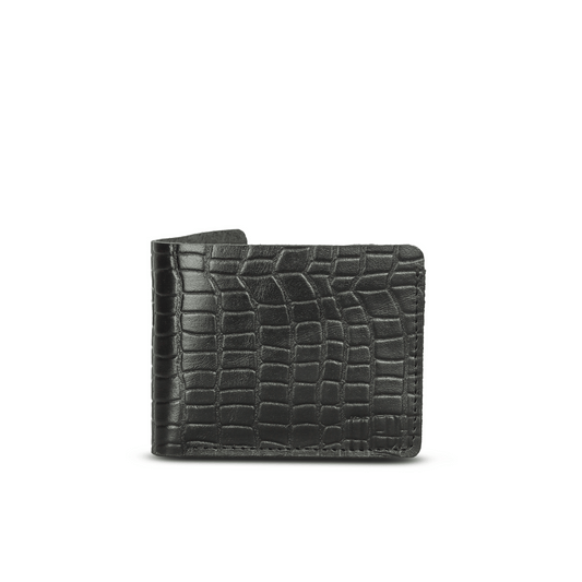 Mini Pocket Glam Leather Wallet Ebony Black