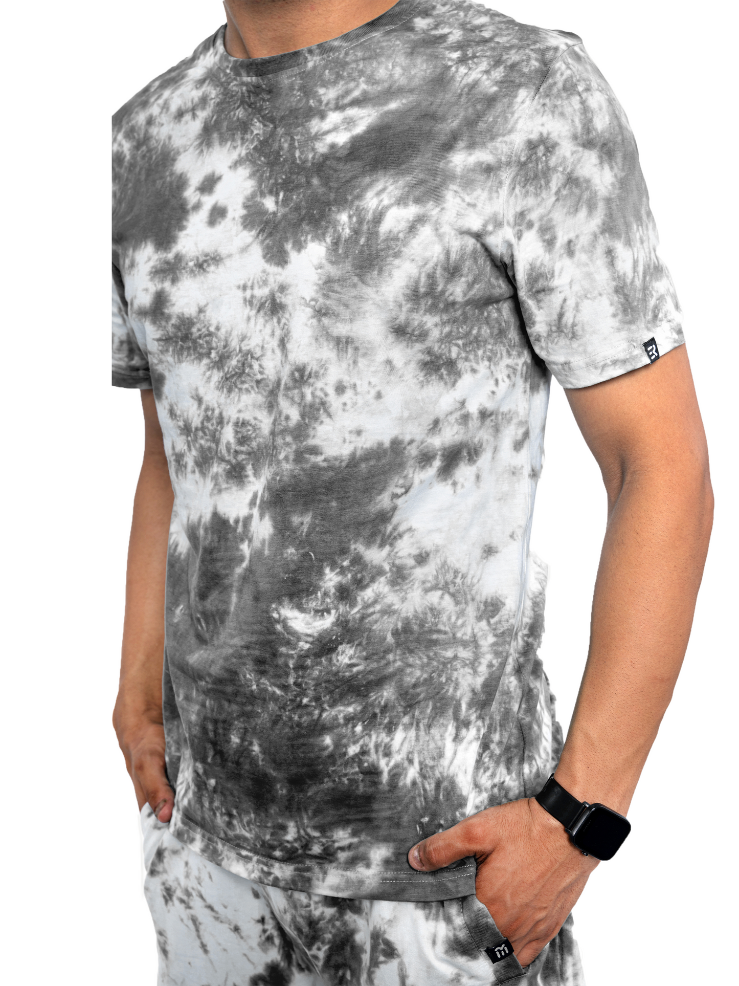 Grey Tie & Dye Round Neck T-Shirts - Men