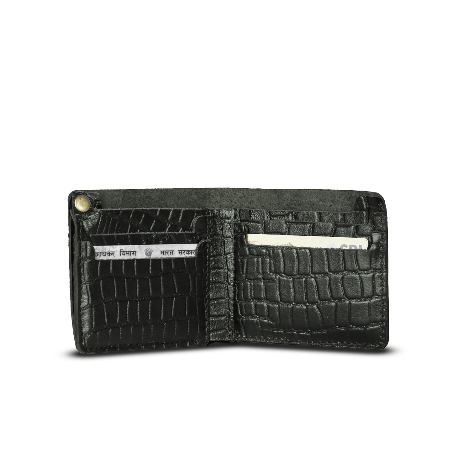 Mini Glam Leather Wallet Ebony Black