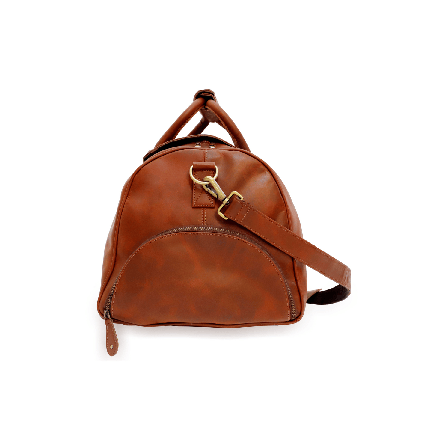 Flaplock Genuine Leather Duffle Bag Tan Touch