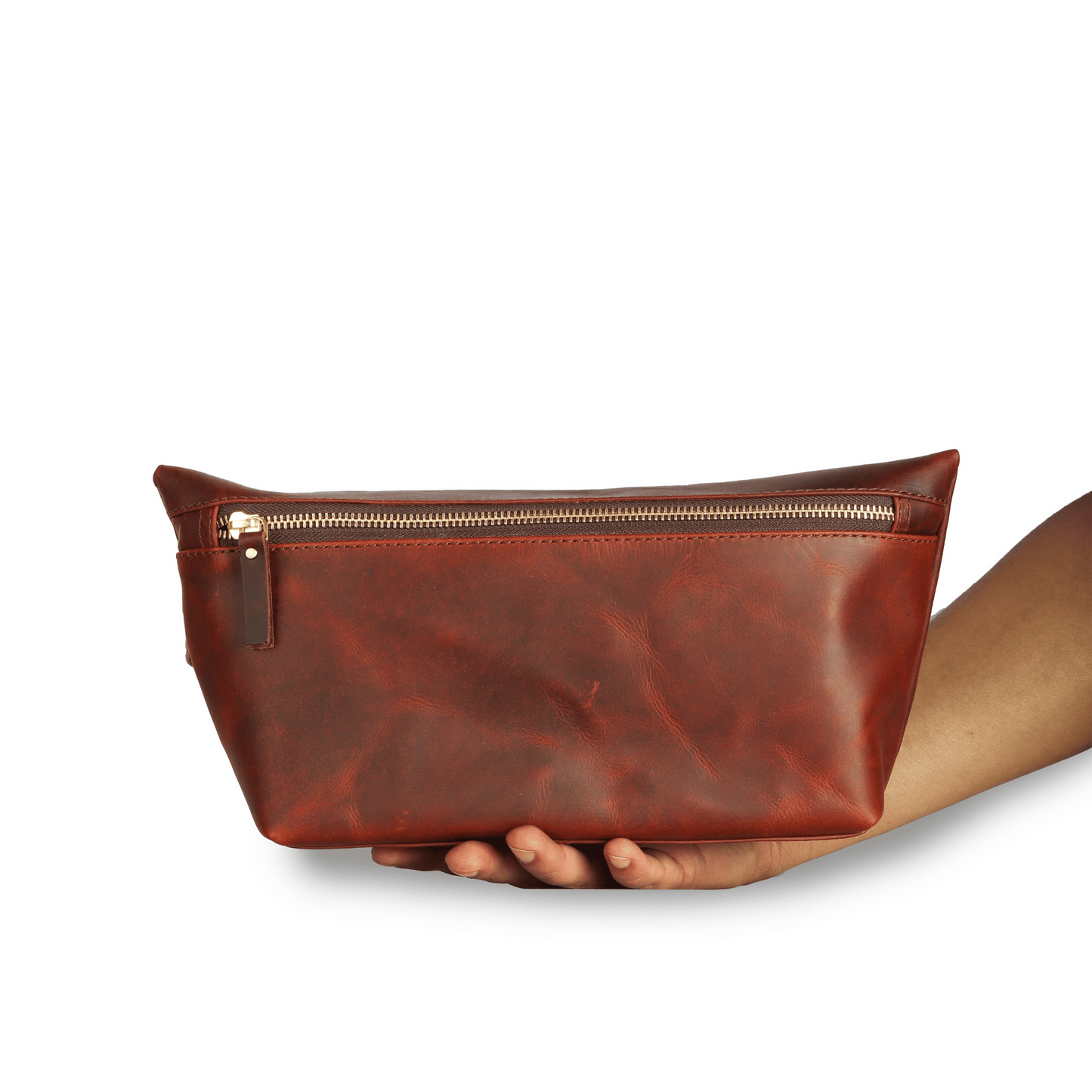 Carry Adventure Genuine Leather Makeup Pouch Sepia Wine