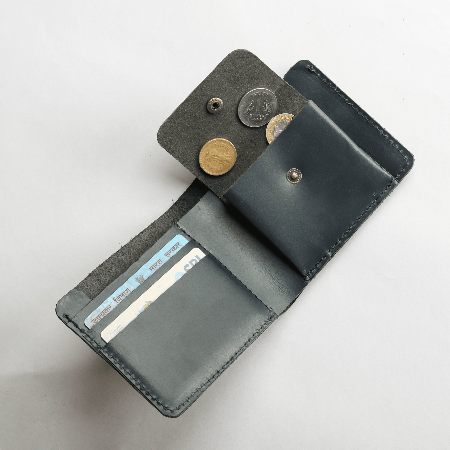 Mini Pocket Glam Leather Wallet Midnight Blue