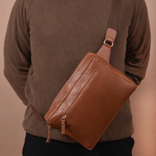 Get set rider Genuine Leather Chest Bag Tan Touch