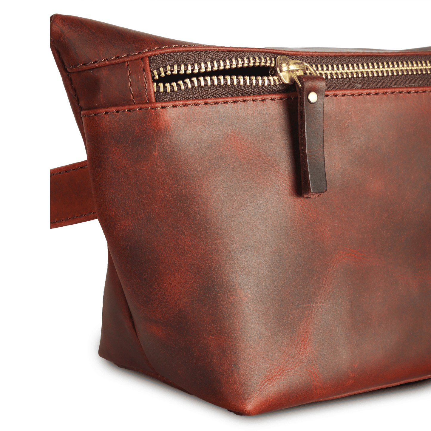 Carry Adventure Genuine Leather Makeup Pouch Sepia Wine