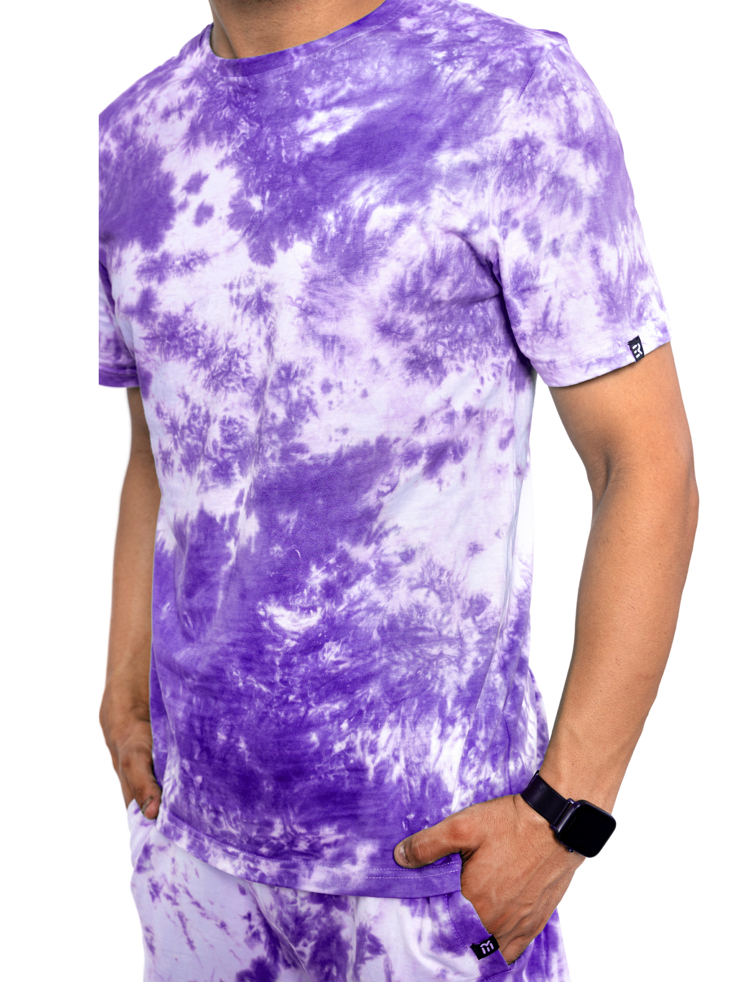 Grey Tie & Dye Round Neck T-Shirts - Men