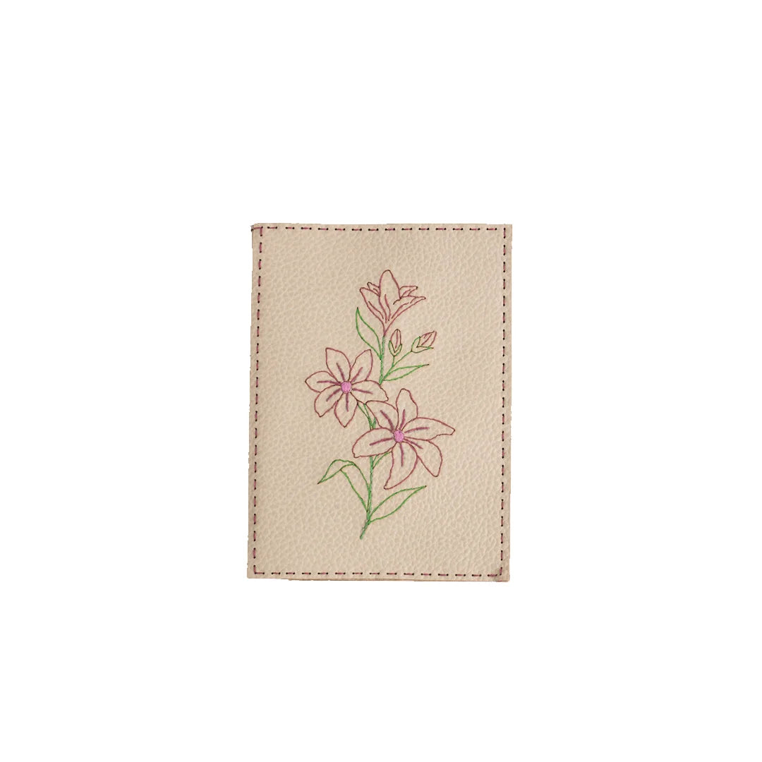 Hand Made And Upcycled Designer Wallets - Flower Embroidery (Pink)