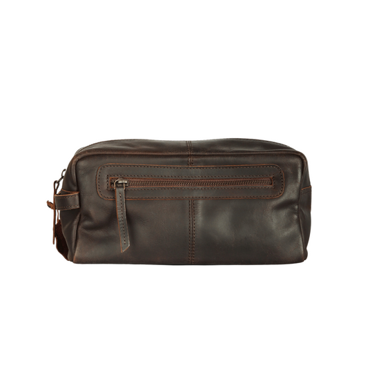 ON the go pouch Genuine Leather Tolietry Bag Muddy Brown