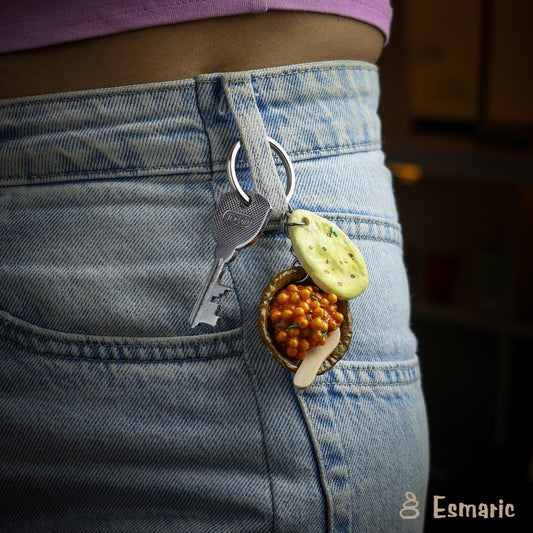 Chole with Kulcha Miniature Keychain