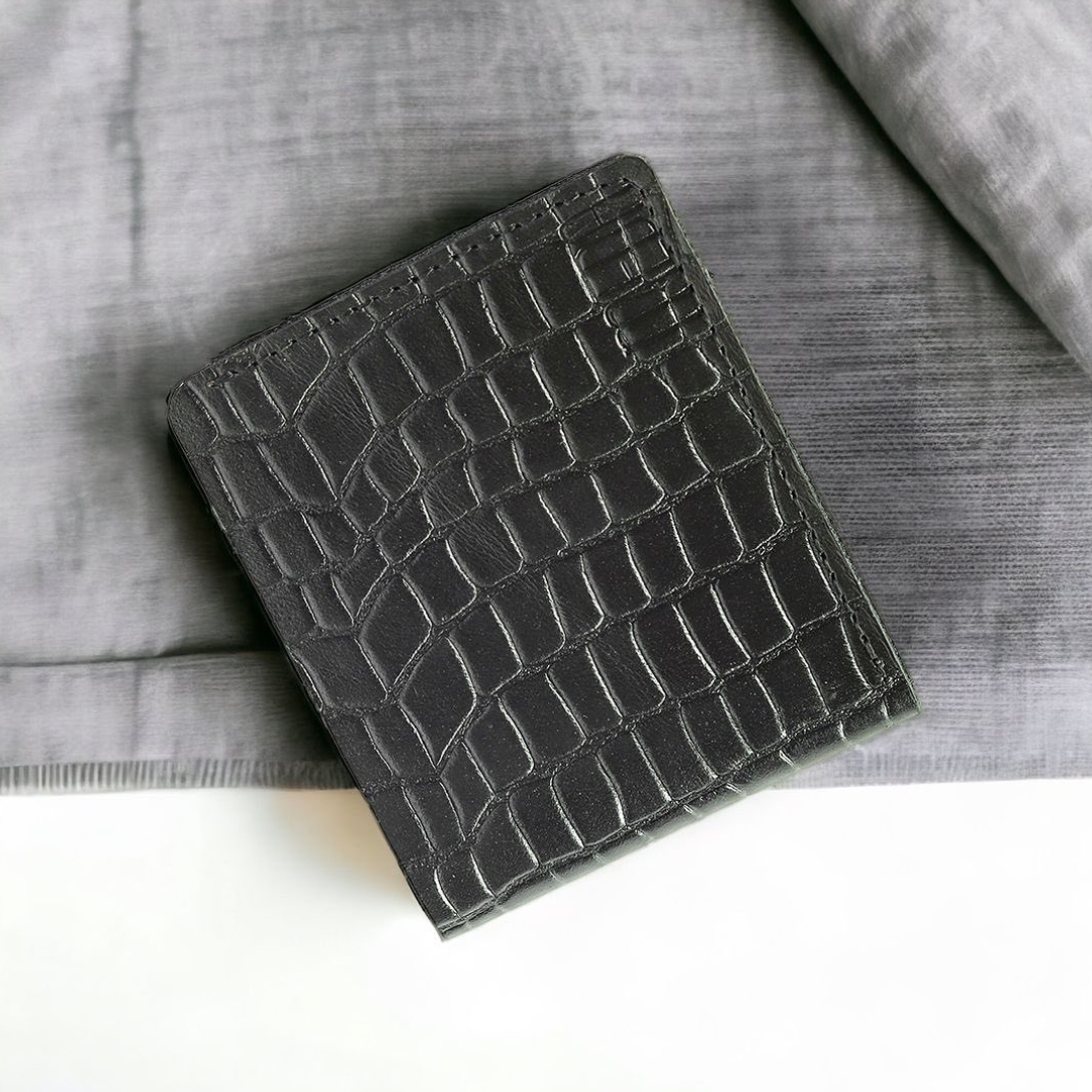 Mini Glam Leather Wallet Ebony Black