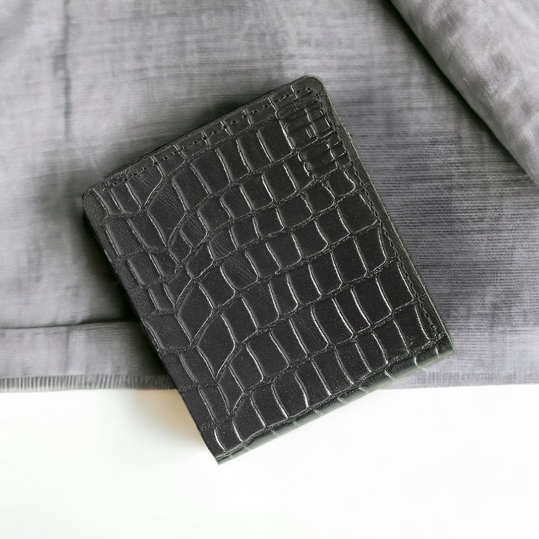 Mini Pocket Glam Leather Wallet Ebony Black