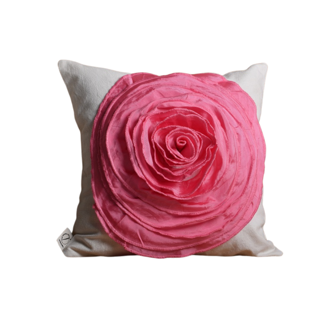 Ruffled Rose Cushion Cover (Set Of Two)