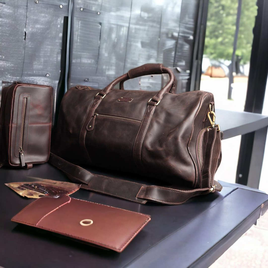 Classic Hold Genuine Leather Duffle Bag Muddy Brown