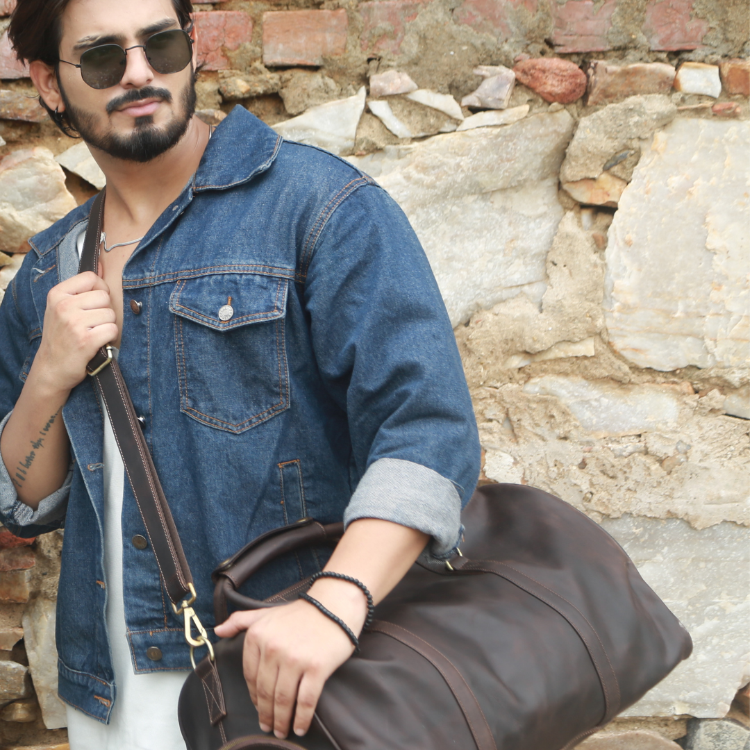 Classic Hold Genuine Leather Duffle Bag Muddy Brown