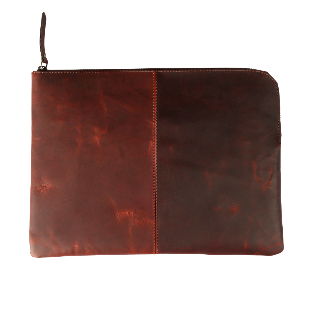 Sleek Macbook Sleeve Genuine Leather Laptop Bag Muddy Brown