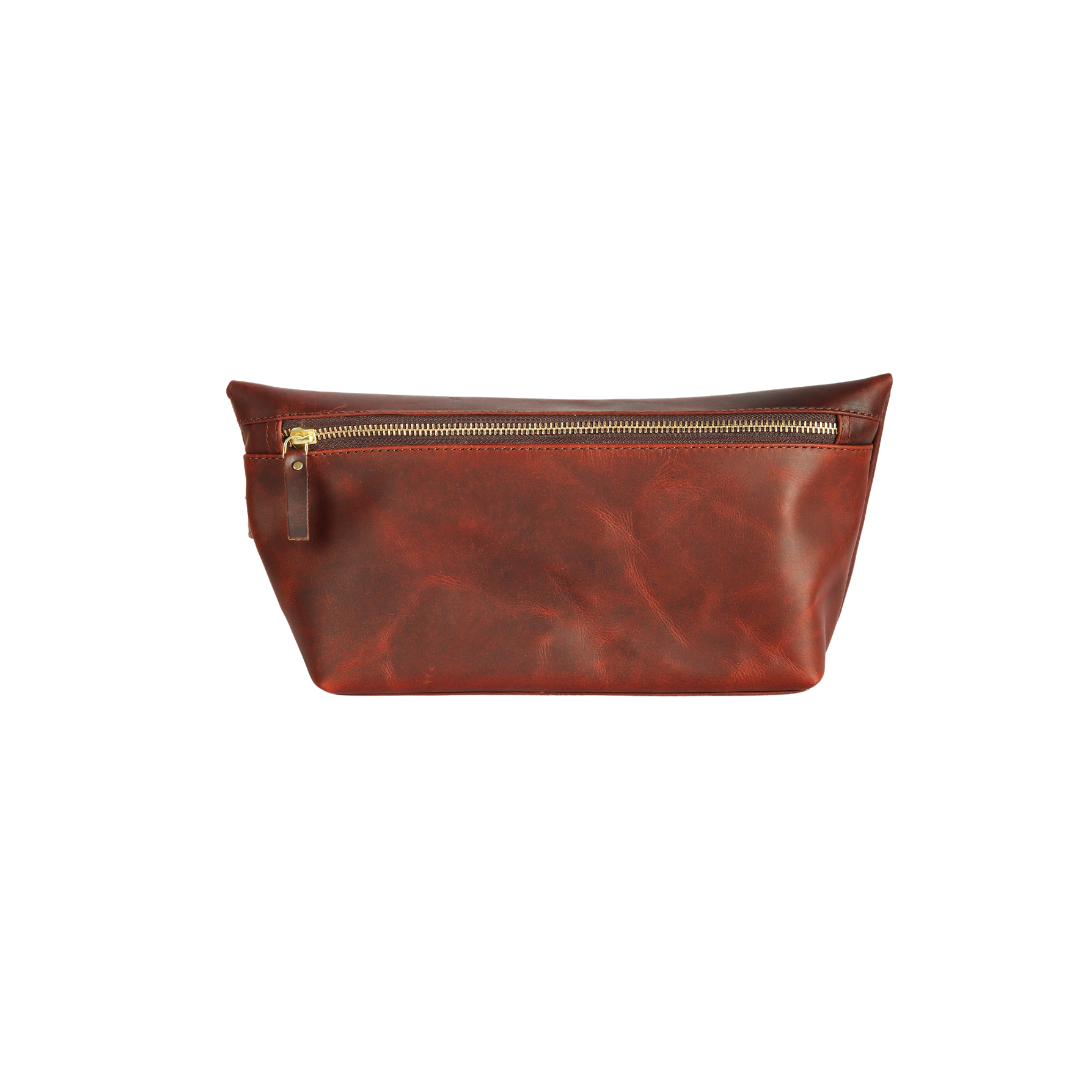 Carry Adventure Genuine Leather Makeup Pouch Sepia Wine