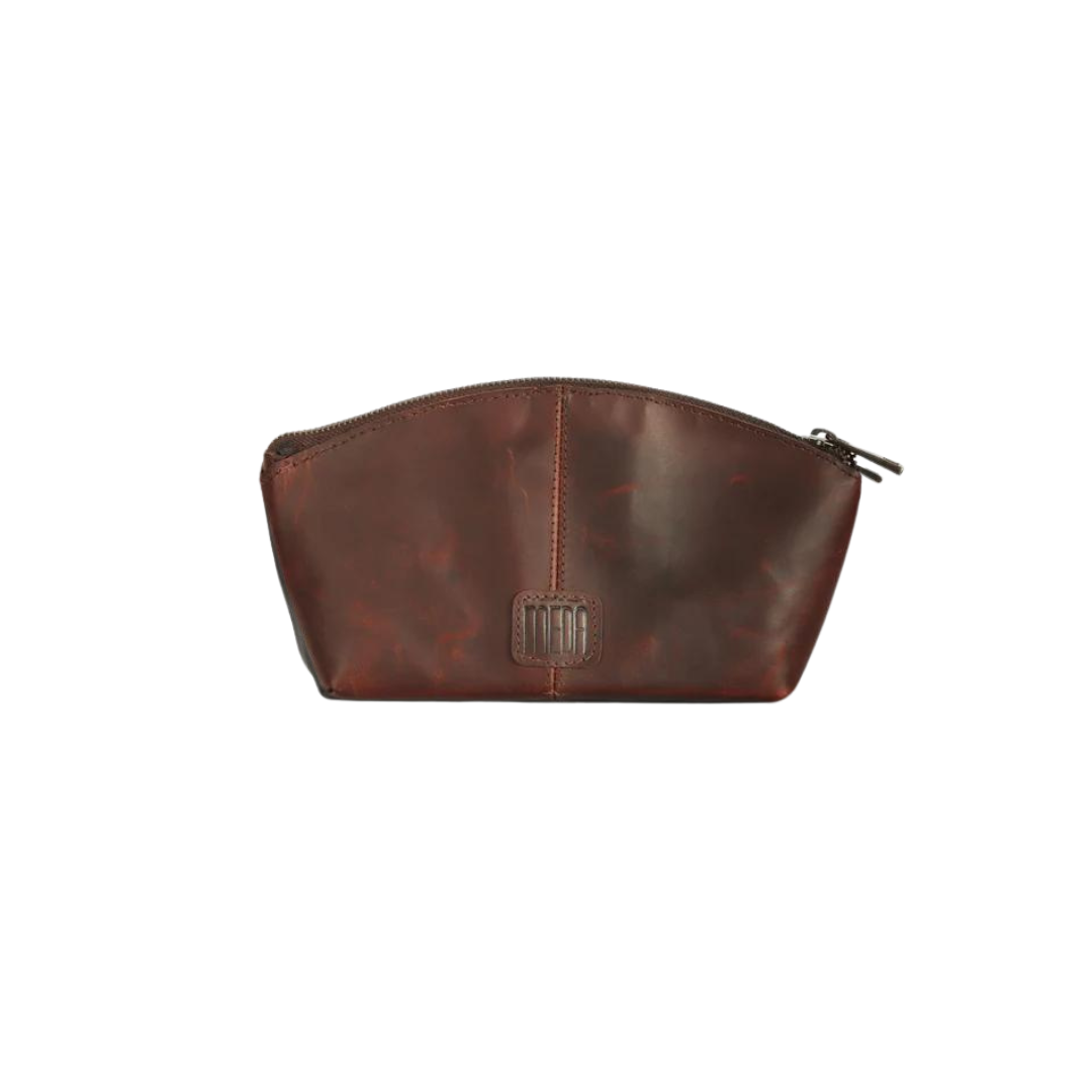 Roamready Genuine Leather Makeup Pouch Sepia Wine