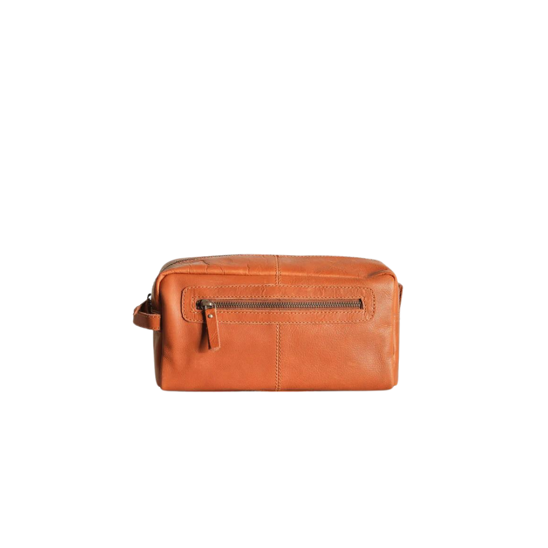 ON the go pouch Genuine Leather Tolietry Bag Tan Touch