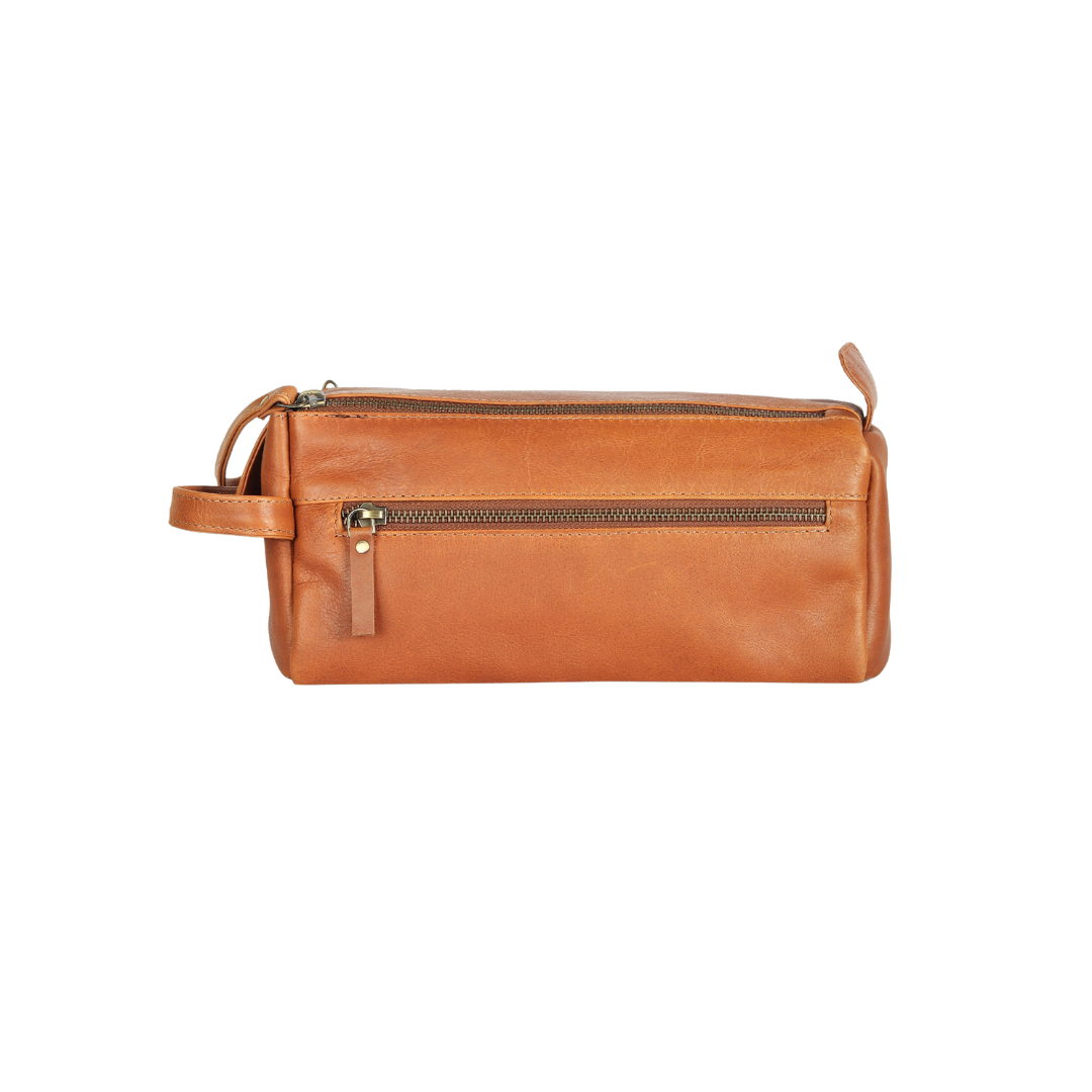 Travel Mate Genuine Leather Tolietry Bag Sepia Wine